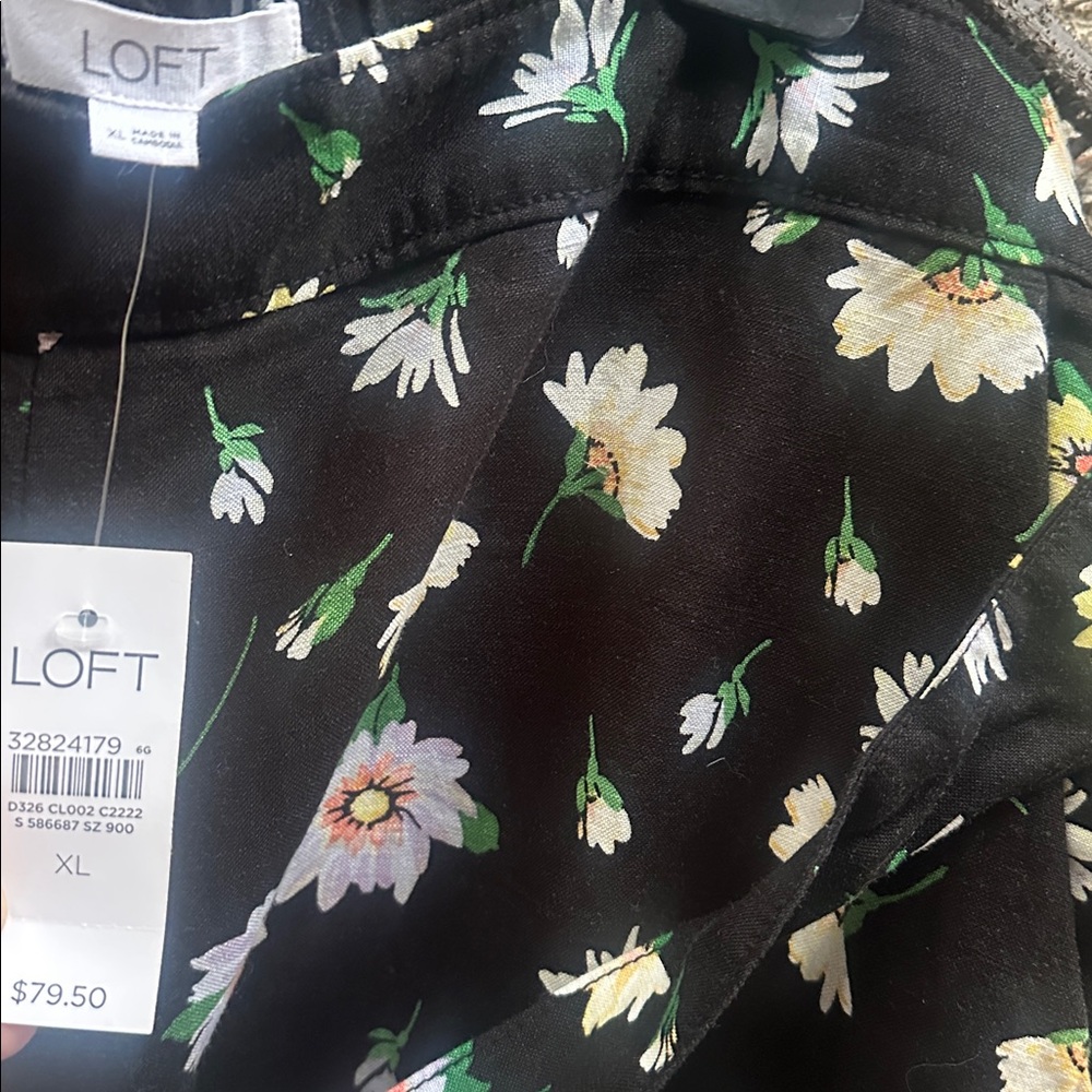 LOFT Black Floral Midi Skirt - Picture 3 of 5